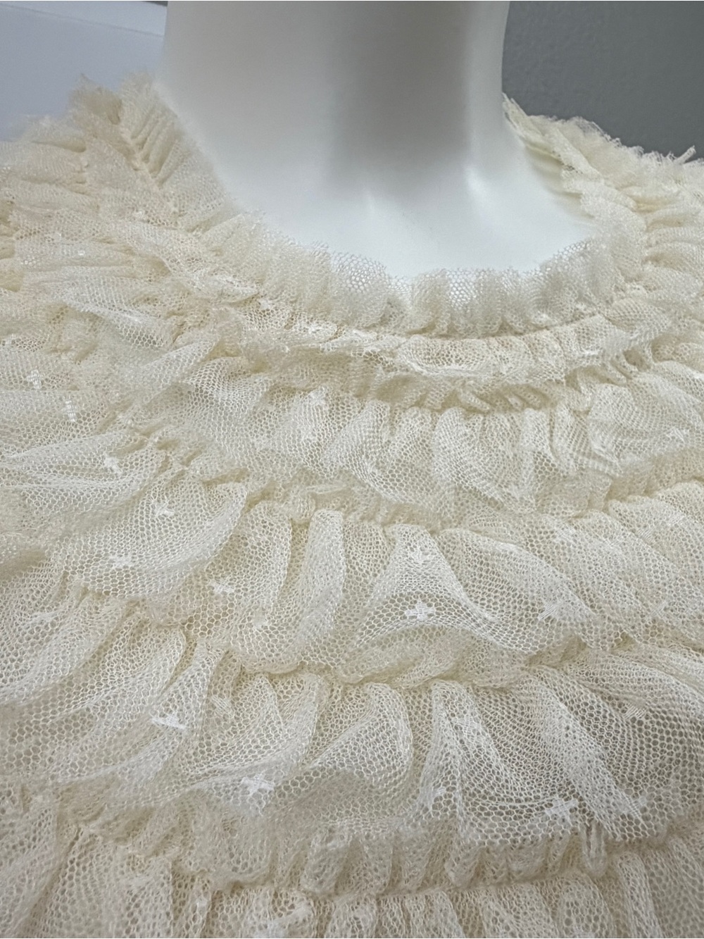Needle & Thread Cream Ruffled Tulle Tiered Maxi Dress NWT - Size 14 (shortened) - Picture 6 of 16